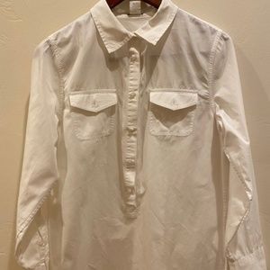 J Crew White Long Collared Shirt